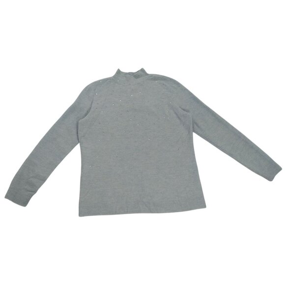 Elle women's blue long sleeve pearl embellished sweater, size L. - Picture 6 of 9